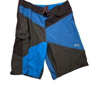 UFC Board Shorts Mens Size 34 Blue & Brown Color Block‎ Swim Trunks